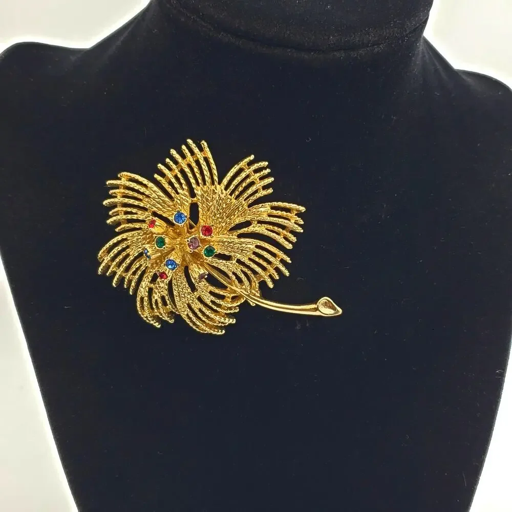 Sarah Coventry Fireworks Brooch Multi Color Rhinestone Starburst Celestial Pin
